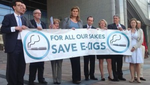 MEPs and users protests outside the EU Parliment